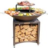 BRASERO AVEC PLAQUE ET GRILLE AMOVILE EN ACIER BARBECUE PLANCHA EXTERIEUR Ø 75 cm