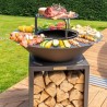 BRASERO AVEC PLAQUE ET GRILLE AMOVILE EN ACIER BARBECUE PLANCHA EXTERIEUR Ø 75 cm