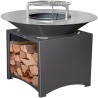 BRASERO AVEC PLAQUE ET GRILLE AMOVILE EN ACIER BARBECUE PLANCHA EXTERIEUR Ø 75 cm